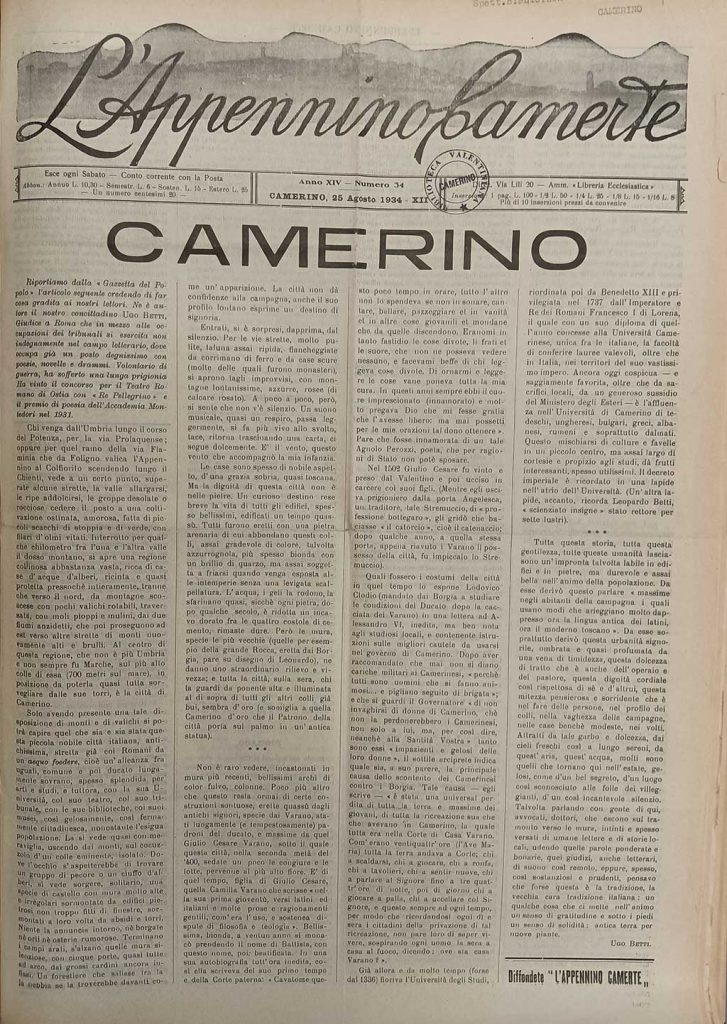 Appennino camerte 25 agosto 1934