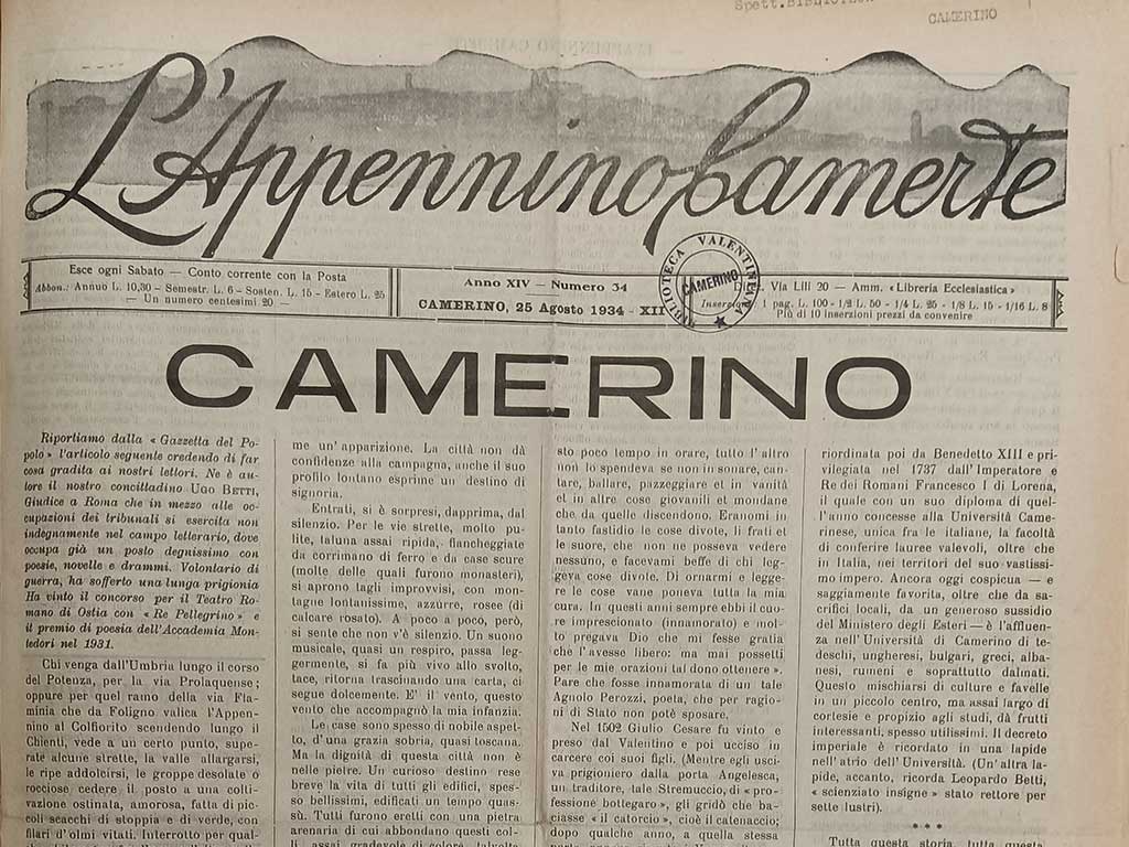 Appennino camerte 25 agosto 1934